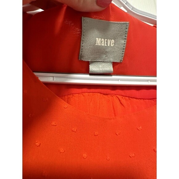 Maeve by Anthropologie Swiss Clip Dot Short Sleeve Short orange Size 0 - Picture 2 of 3